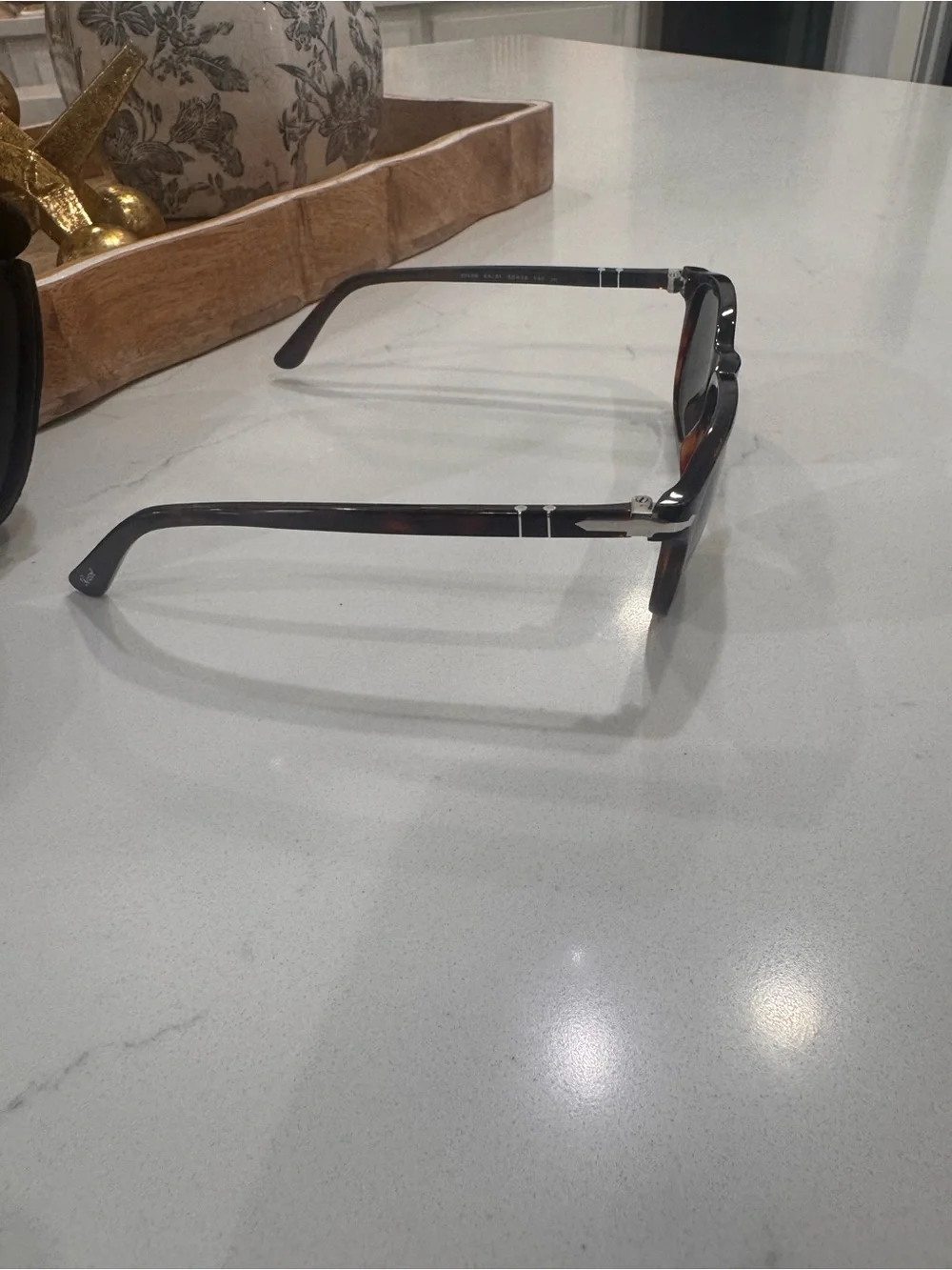 Persol Men's Tortoiseshell Frame Sunglasses with Dark Green Lenses